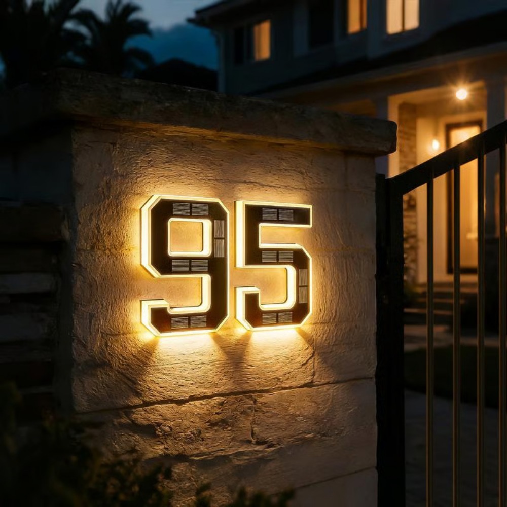 Outdoor Lighting Architectural - Nieuw zonne-adresbord LED-huisnummerlicht Waterdicht verlicht deurnummerbord