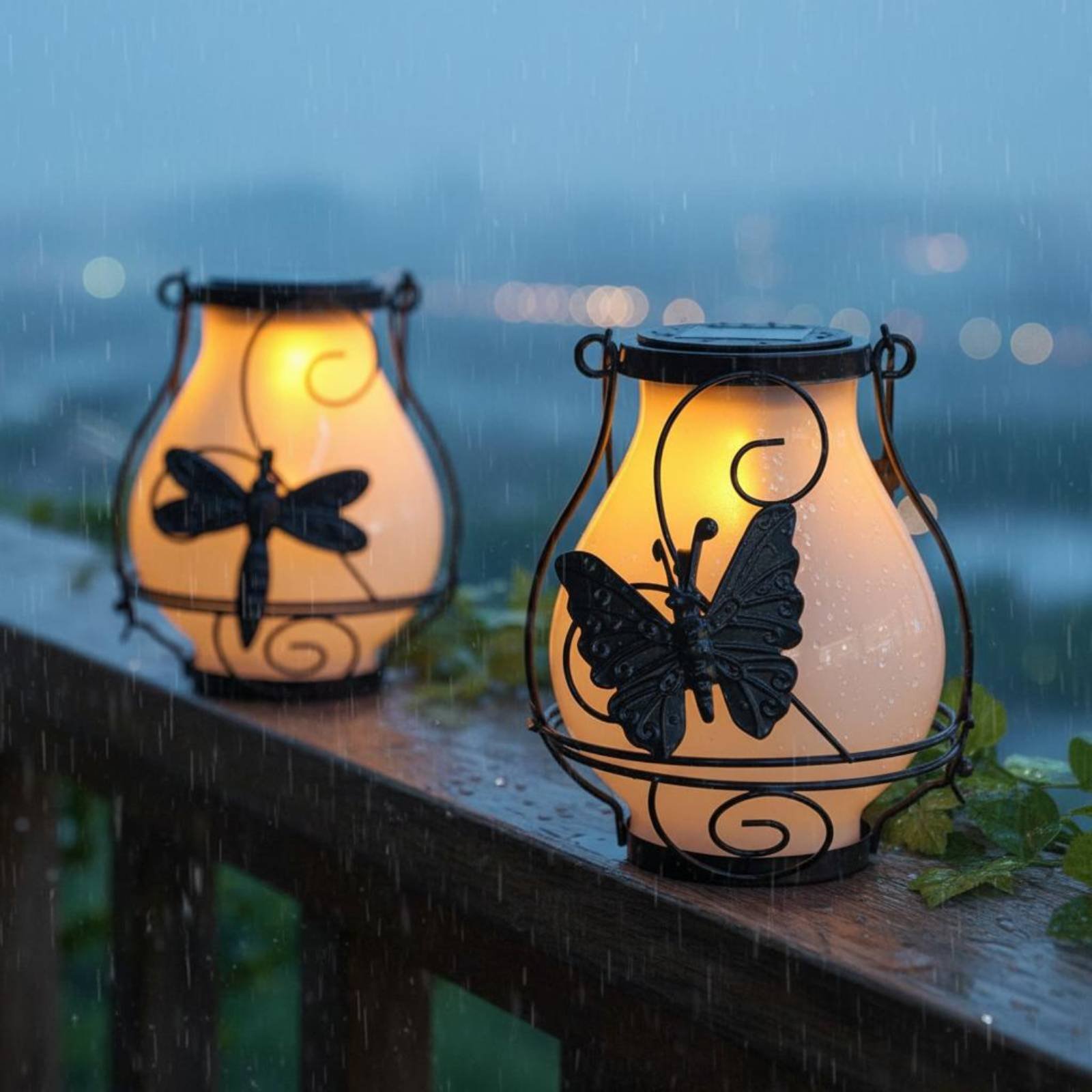 Outdoor Lighting Patio - Zonne-vlinderlantaarn Waterdichte vlinder-zonnelantaarn Decoratief tuinlicht Eenvoudig