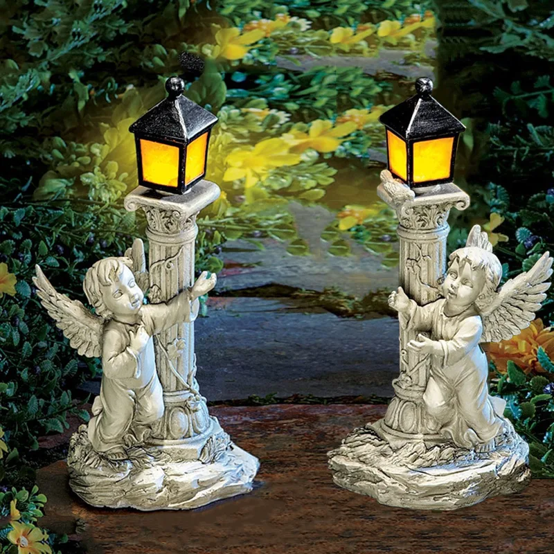 Outdoor Lighting Architectural - Zonne-licht Europese Romeinse kolom engel sculptuur