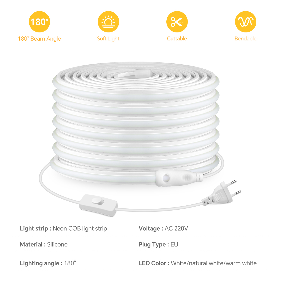 220V COB Led Strip Hoge Dichth - Outdoor Lighting Switch recensie en prijs