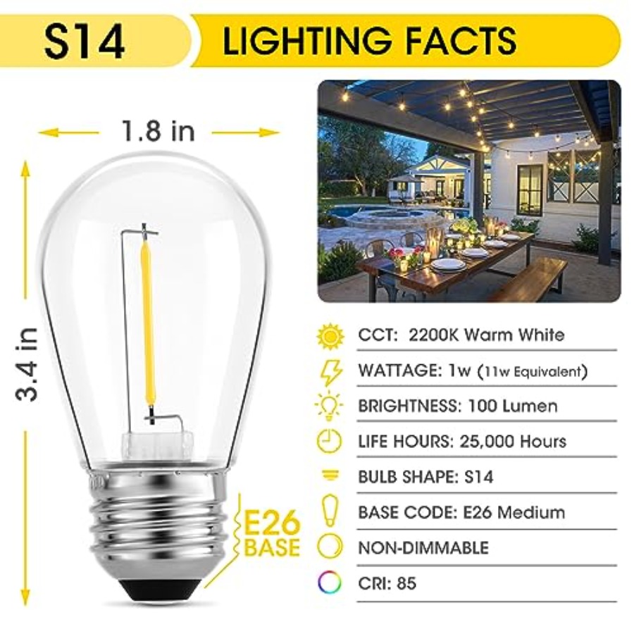 36-pack S14 LED-lampen voor bu - Outdoor Lighting Patio recensie en prijs